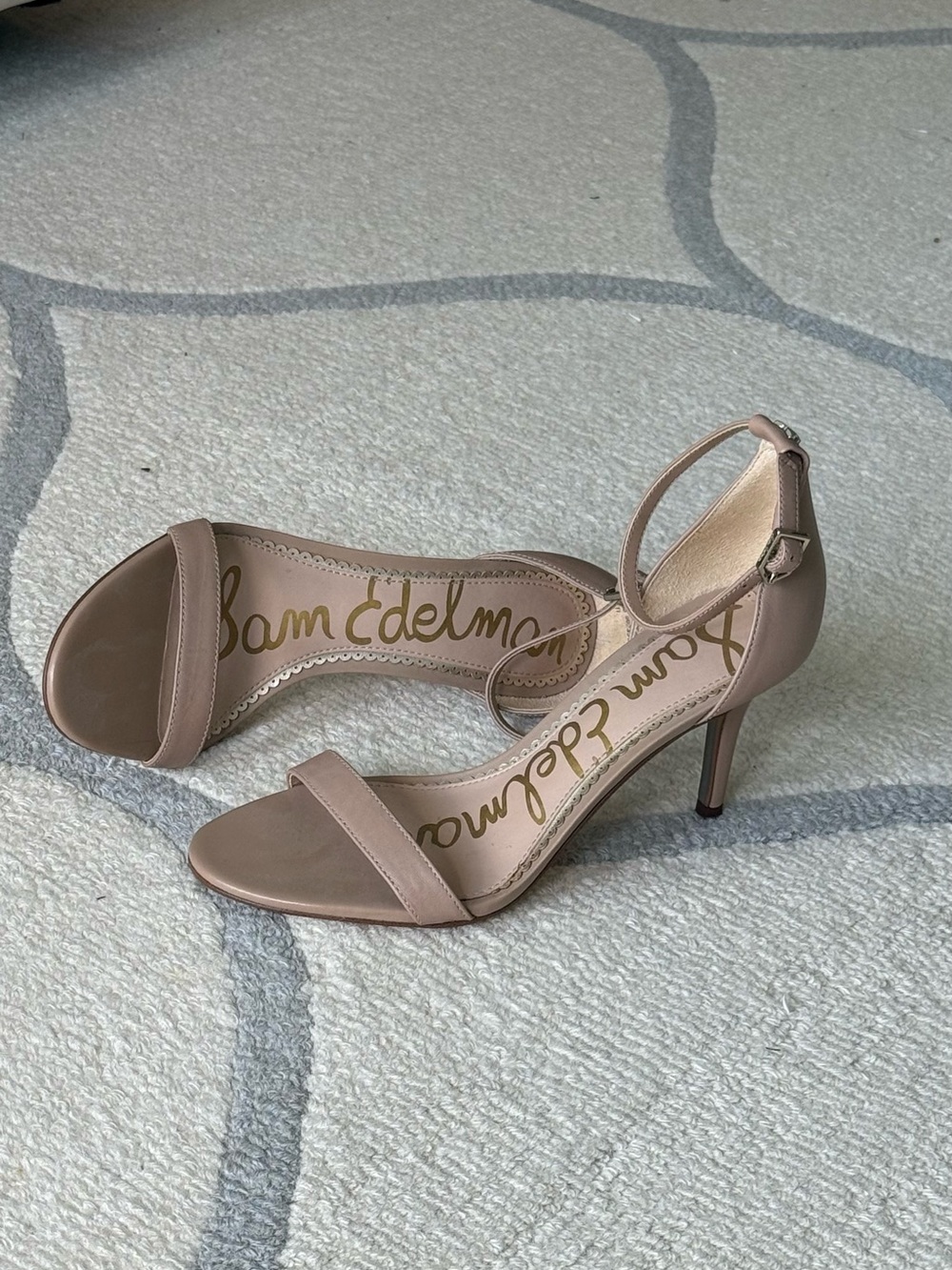 Sam Edelman Patti Nude Ankle-Strap Stiletto Sandals